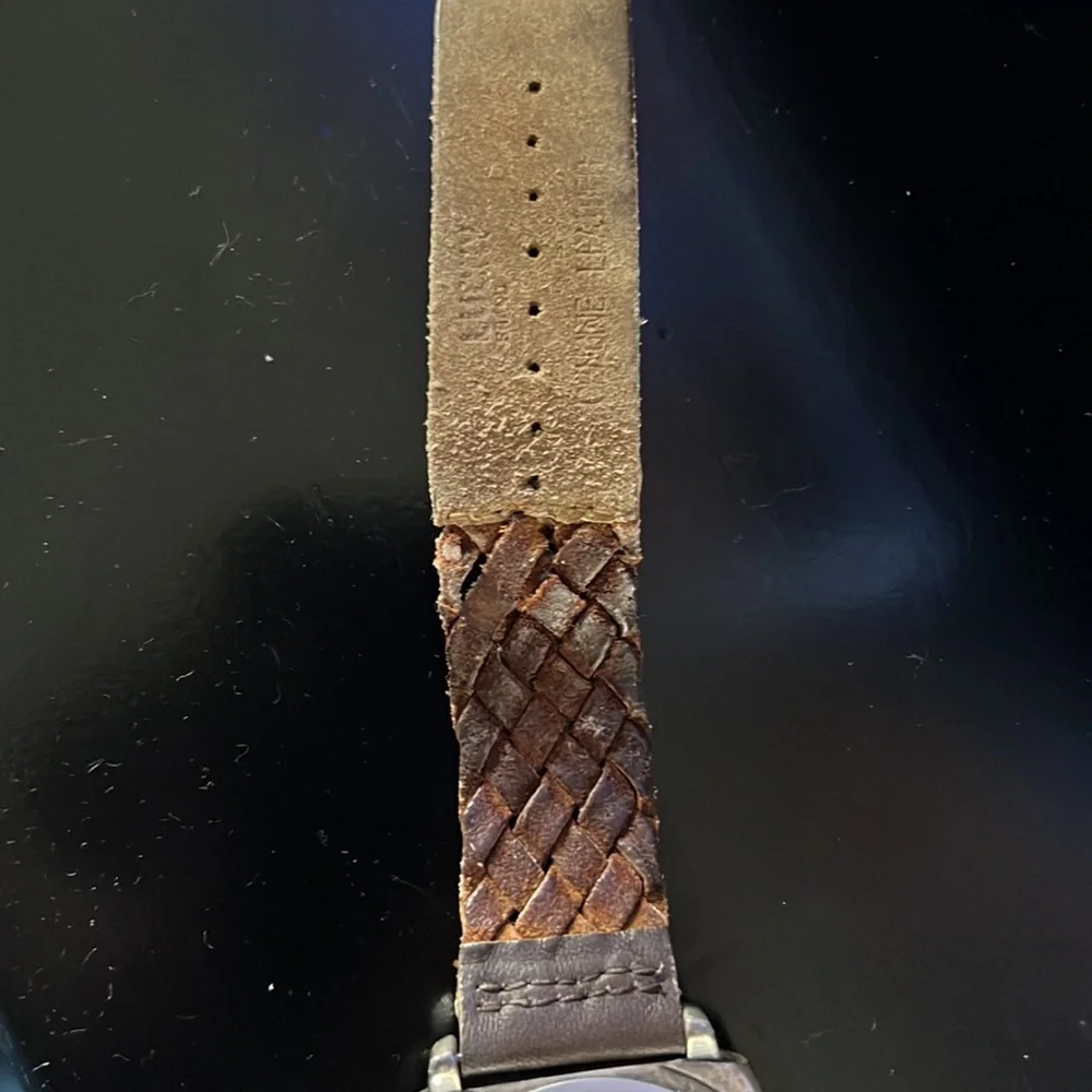 Lucky Brand Mens Watch With Brown Leather Braided Band.